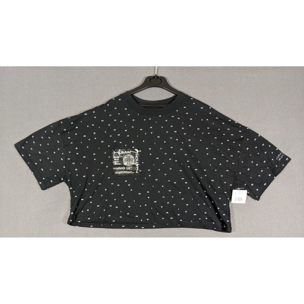 Human Nation Nordstrom NWT Cropped Letter Print T-Shirt Black White Size M